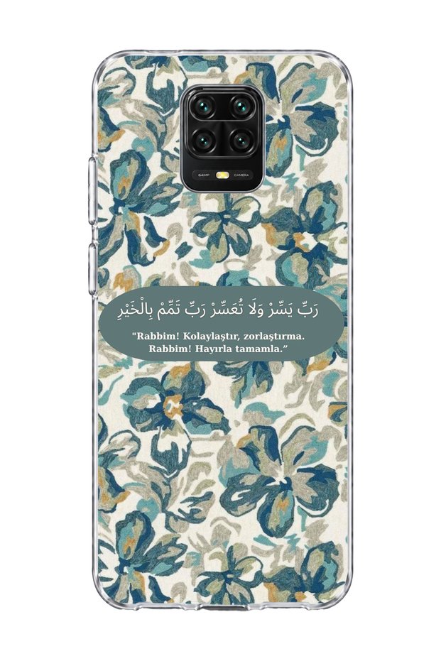 Redmi Note 9 Pro Compatible Blue Flower Prayer Printed Transparent Phone Case