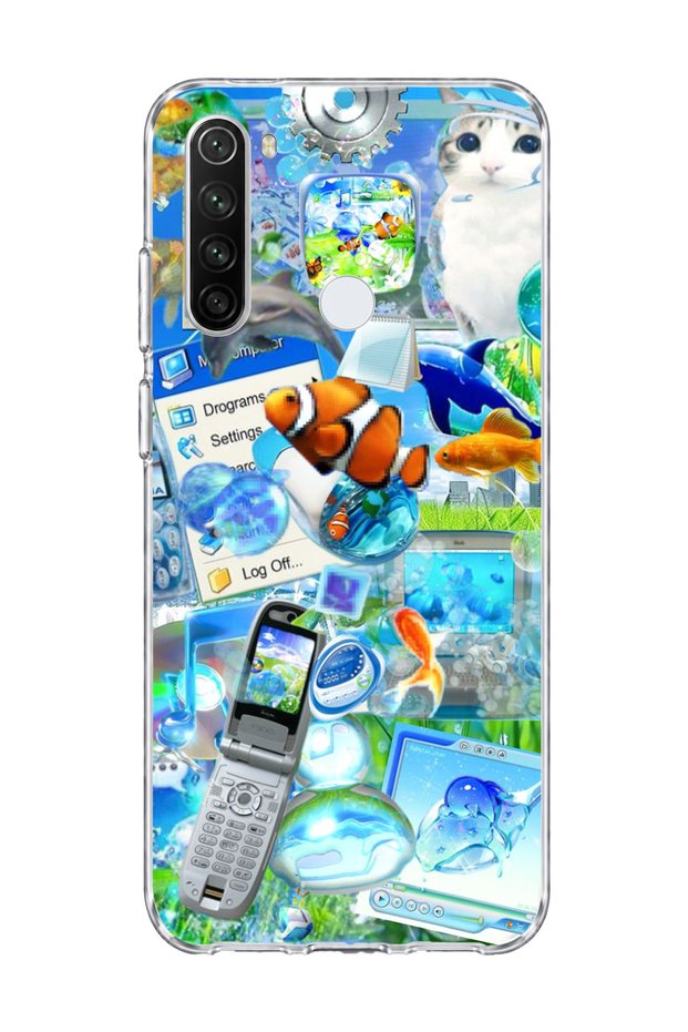 Redmi Note 8 Compatible Clown Fish Cat Printed Transparent Phone Case