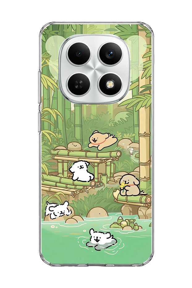 Redmi Note 15 4g Compatible Bamboo Forest Dogs Printed Transparent Phone Case