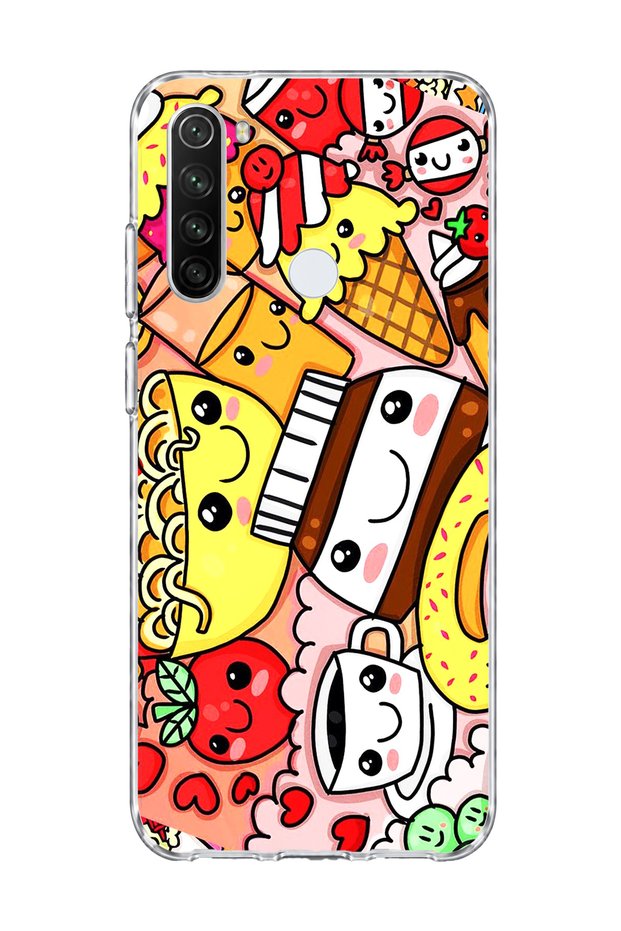 Redmi Note 8 Compatible Cute Colorful Food Printed Transparent Phone Case