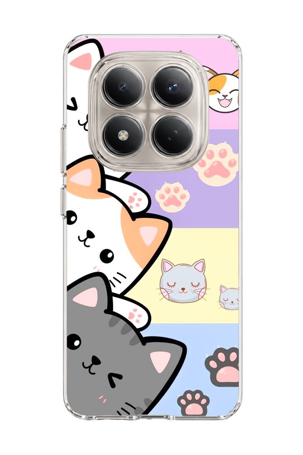 Redmi Note 15 Pro 4g / 5g Compatible Cute Cats Pastel Printed Transparent Phone Case