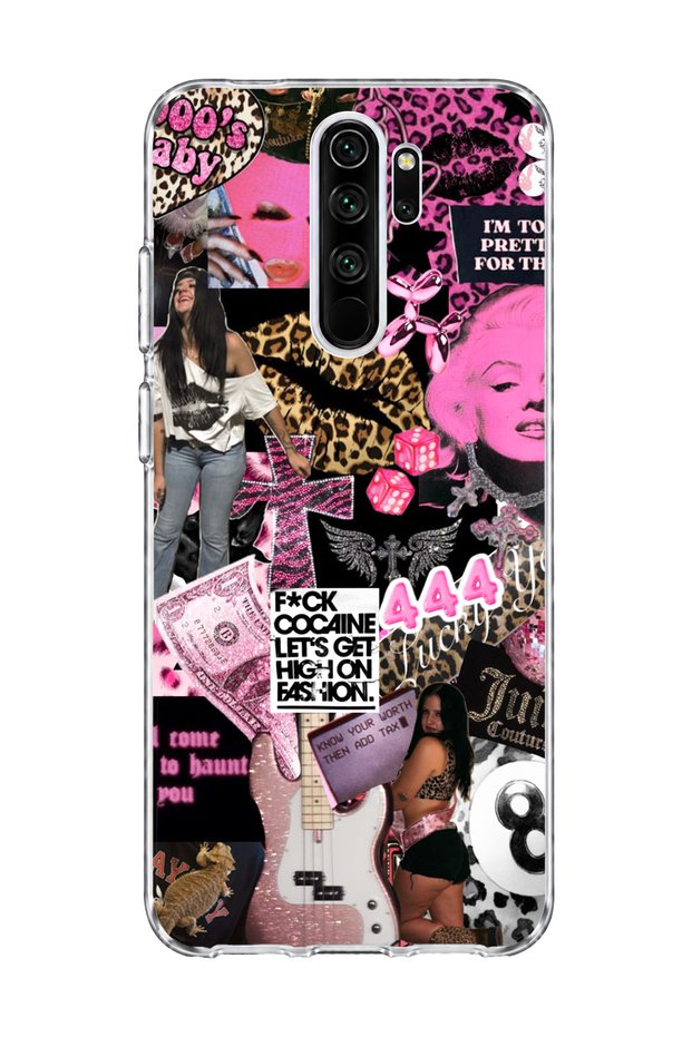 Redmi Note 8 Pro Compatible Pink Leopard Fashion Printed Transparent Phone Case
