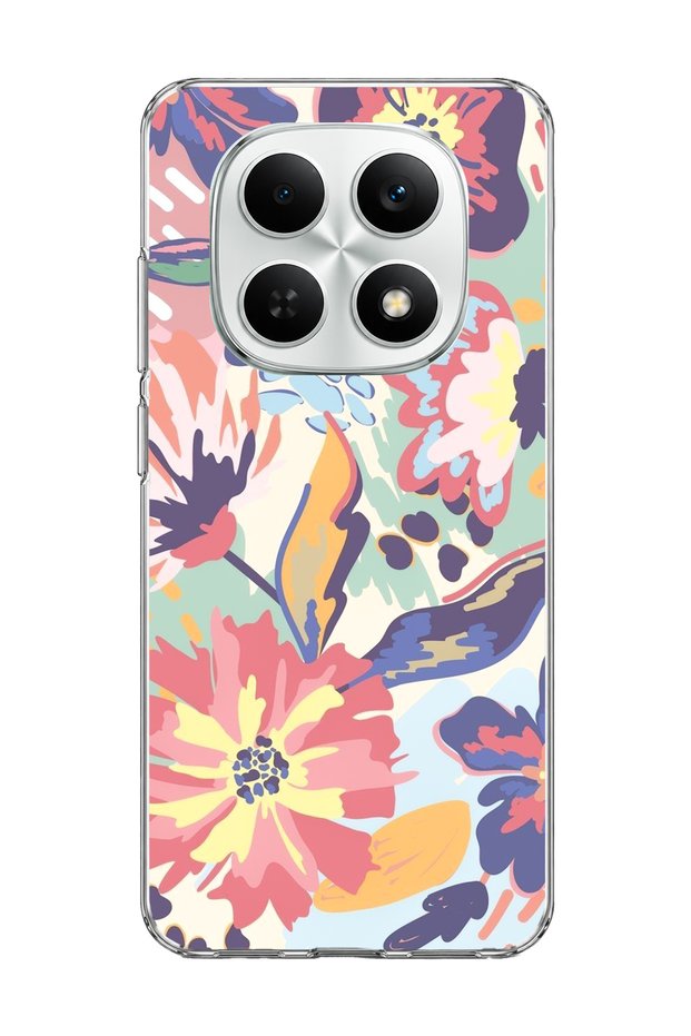 Redmi Note 15 4g Compatible Abstract Pastel Flower Printed Transparent Phone Case