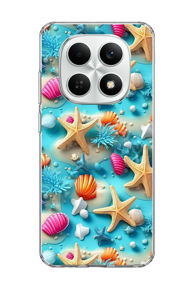 Redmi Note 15 4g Compatible Starfish Seashell Printed Transparent Phone Case