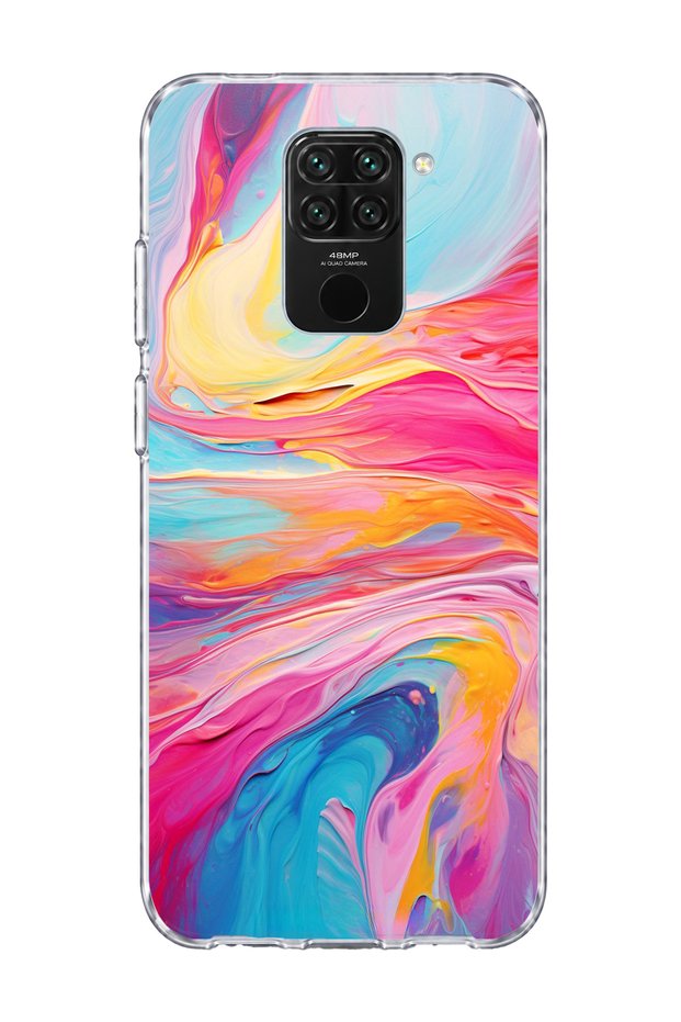 Redmi Note 9 Compatible Pastel Fluid Marble Printed Transparent Phone Case