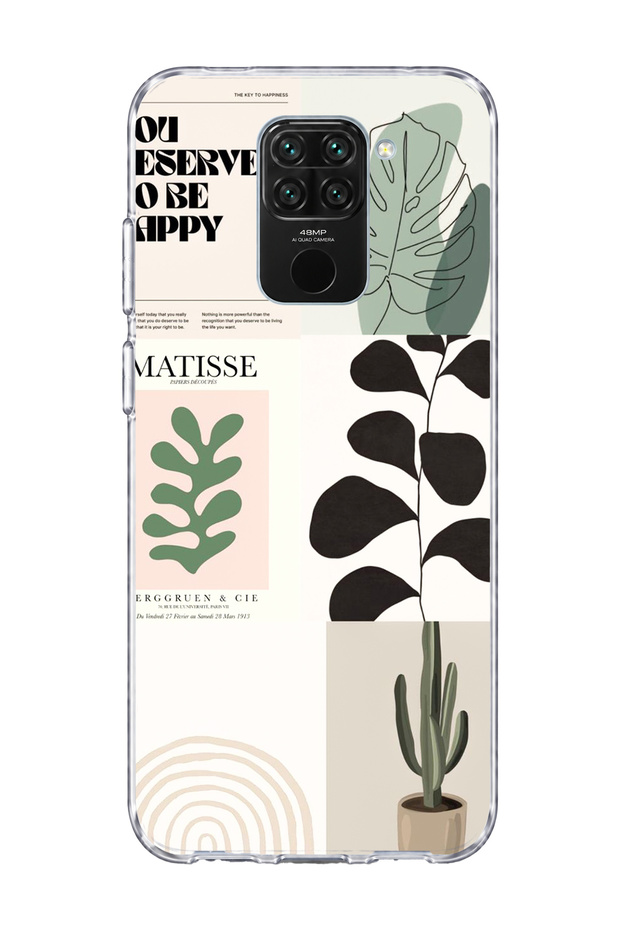 حافظة هاتف شفافة مطبوعة عليها شعار Leaf Cactus متوافقة مع Redmi Note 9