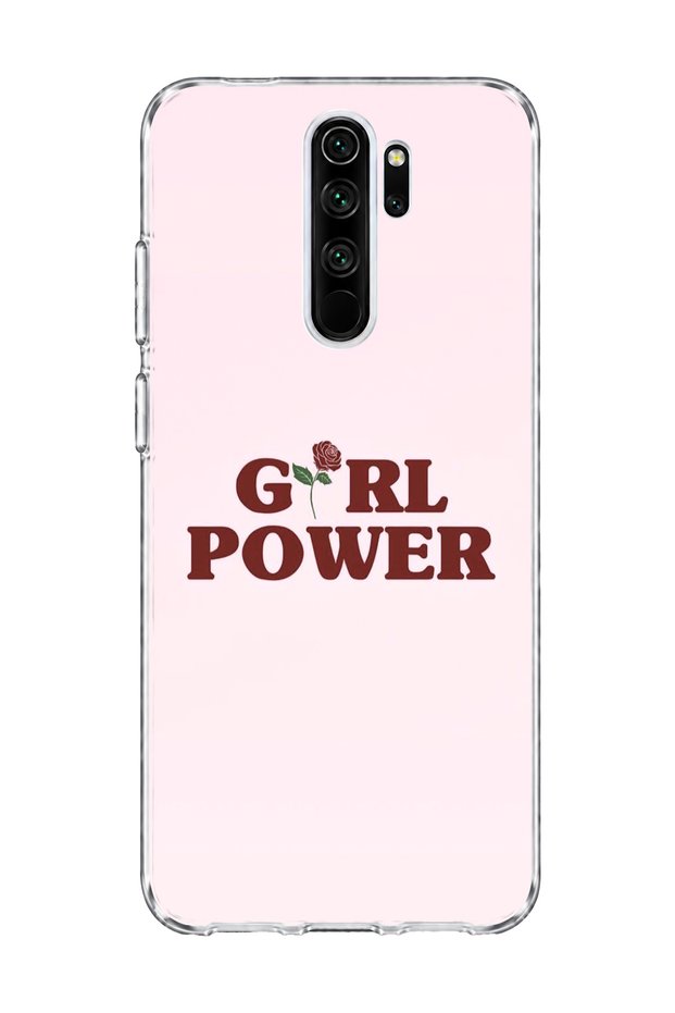 Redmi Note 8 Pro Compatible Transparent Phone Case with Pink Rose Text Printed