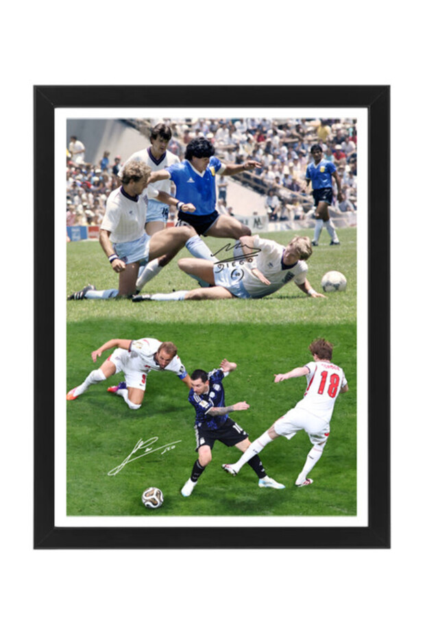 Diego Maradona and Lionel Messi Argentina Printed Autograph Framed Poster 30x40cm - Argentina Legends -Football Memorabilia, Soccer Collectible, Gift for Fans , Man Cave
