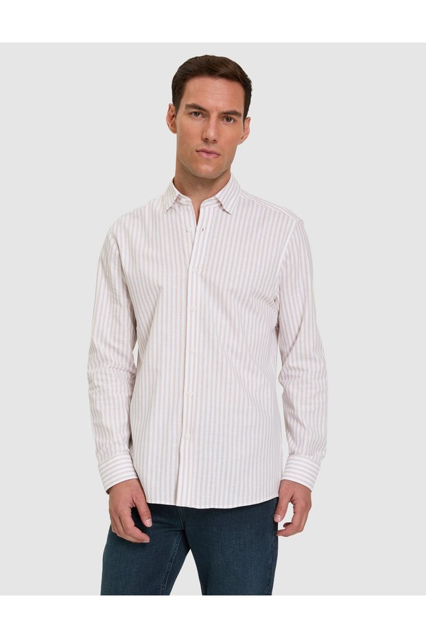 Beige Customize Fit Long Sleeve Shirt 50331410-Vr011