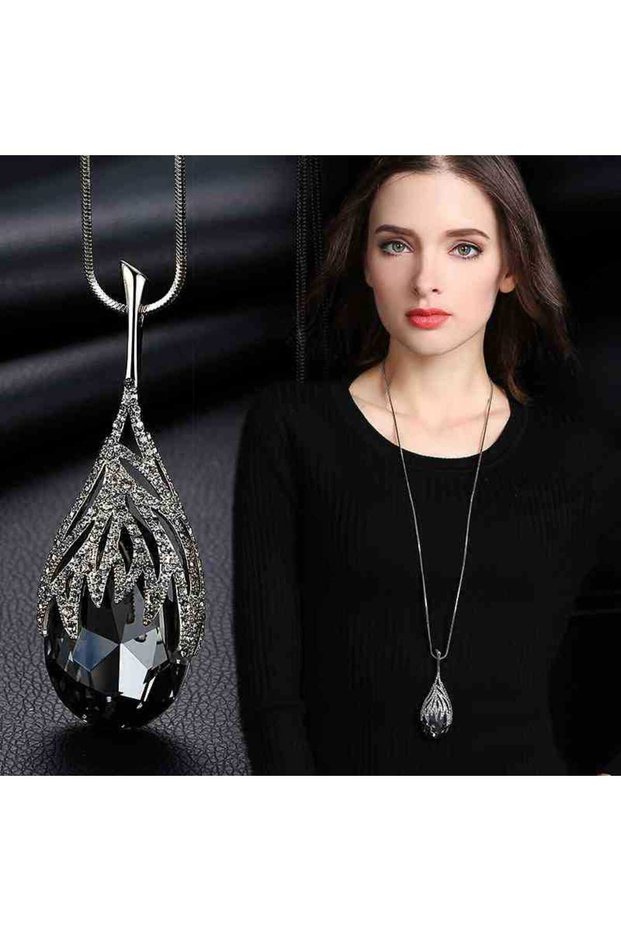 BN26 Fashion Gray Crystal Choker Collier Femme Long Necklaces for Women Statement Necklaces & Pendan