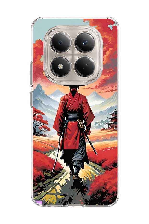 Redmi Note 15 Pro 4g / 5g Compatible Red Kimono Samurai Printed Transparent Phone Case