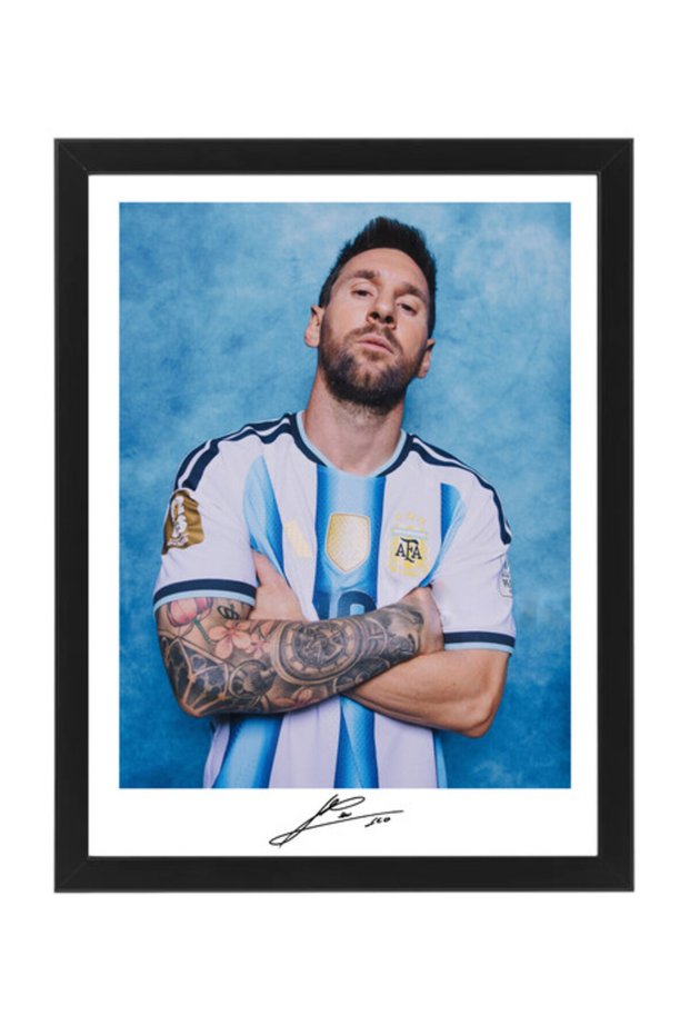 Lionel Messi Argentina FIFA World Cup 2026 Printed Autograph Framed Poster 30x40cm, Football Wall Art Décor, Football Memorabilia, Soccer Fans Gift