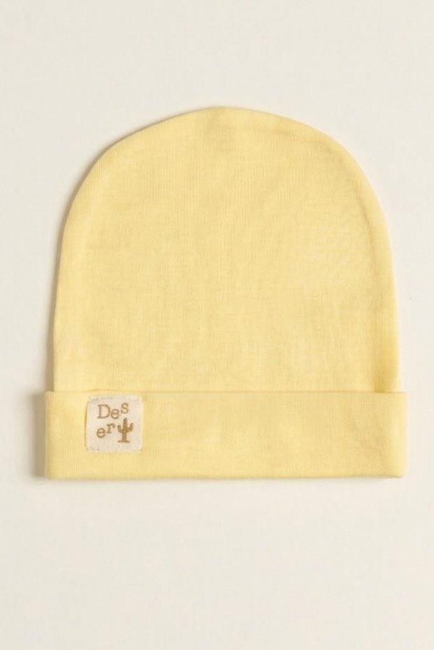 Baby Cotton Beanie Set Cute Desert Emblem Flexible Combed Cotton Newborn Children's Hat Yellow