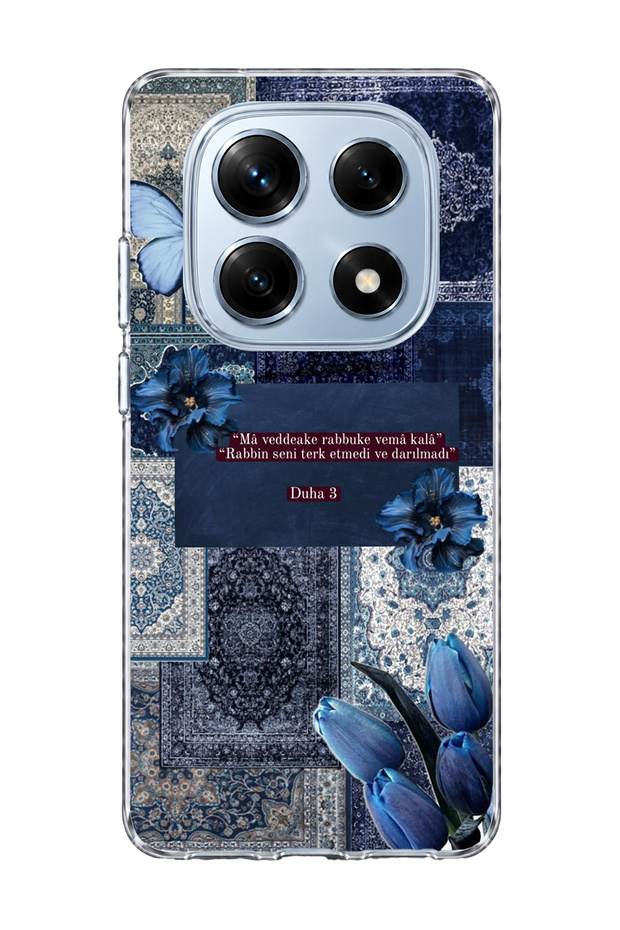 Redmi Note 14 Pro 4g Compatible Blue Butterfly Verse Printed Transparent Phone Case