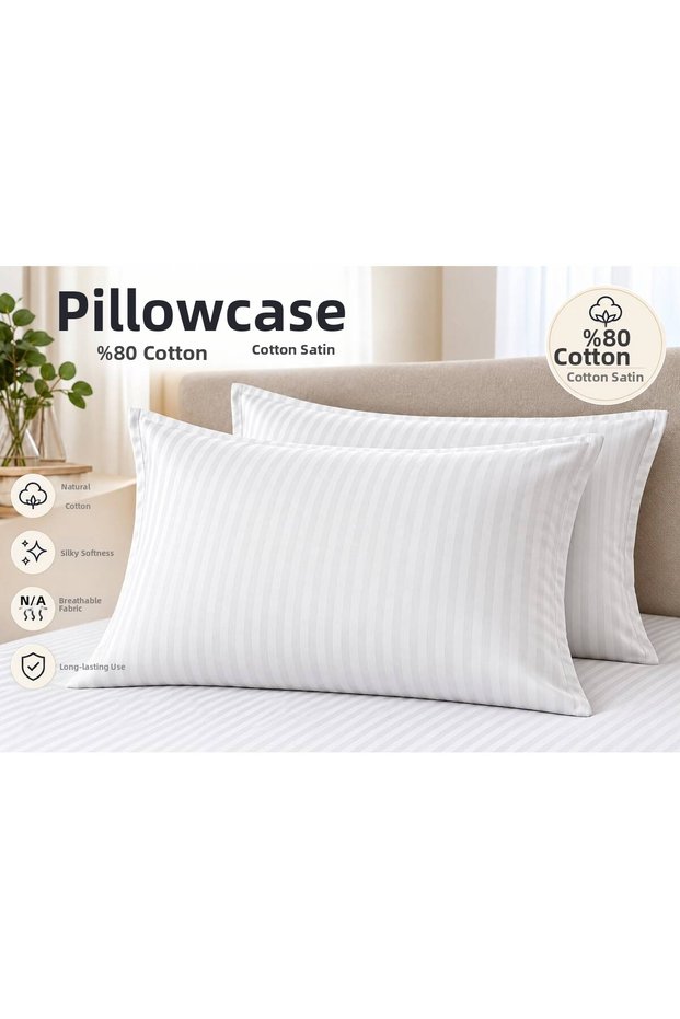 Cotton Satin 83 Thread Pillowcase White 2 Pcs.