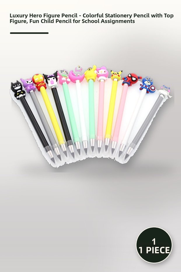 1 Piece of Luxury Pencil with Hero Figure – Colorful Stationery Pencil with Peak Figure, Fun Child Pencil for School Assignments