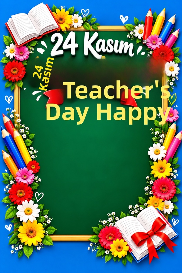 24 November Happy Teachers' Day, School Event Fabric Backdrop