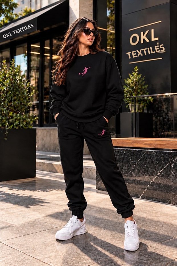 Pink Football Player Unisex Printed Sweatshirt and Sweatpants Oversize Premium Set