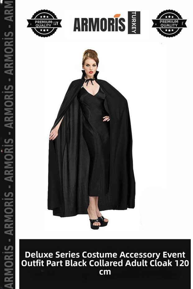 Delux Series Costume Complementary Event Combination Piece Black Collared Adult Cape 120 cm