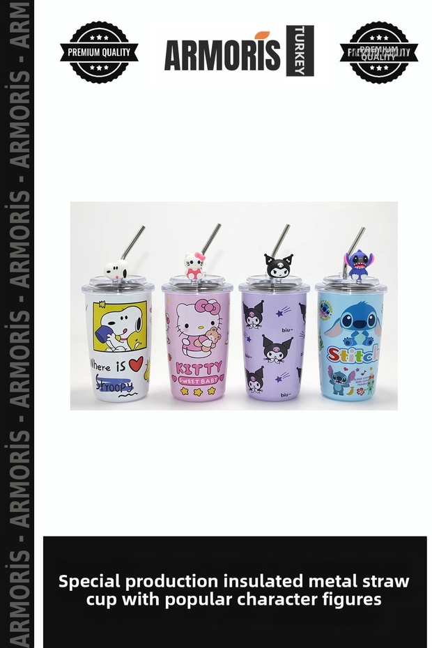 Special Edition Heat-Resistant Metal Straw Cup with Characters Popular Character Figured Steel Mug