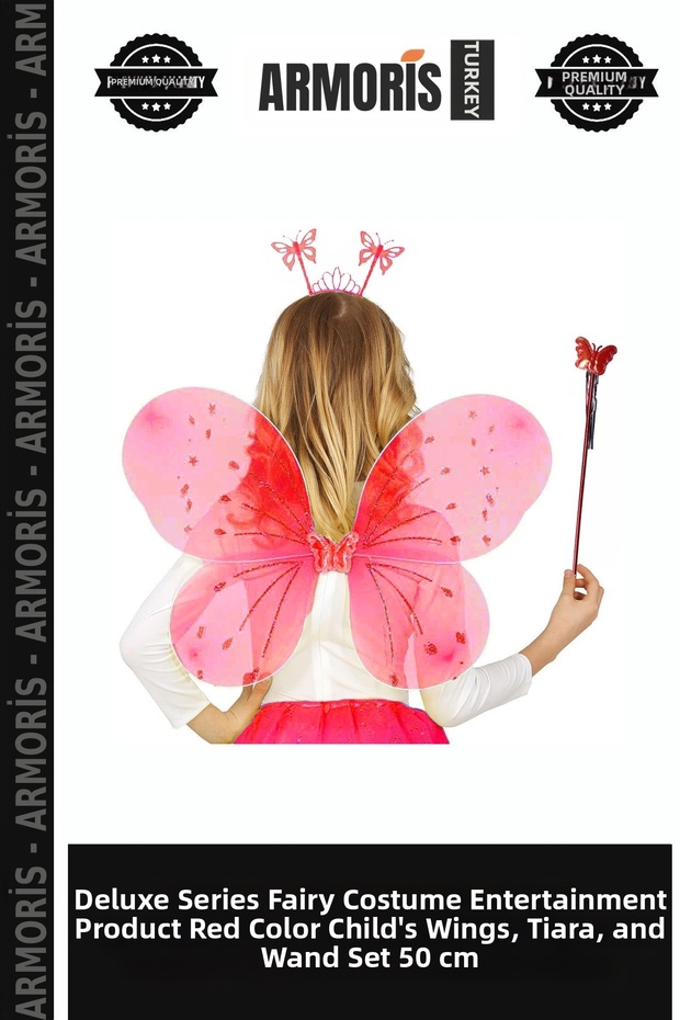 Delux Series Fairy Tale Clothing Entertainment Product Red Color Children's Wing Crown and Scepter Set 50 cm