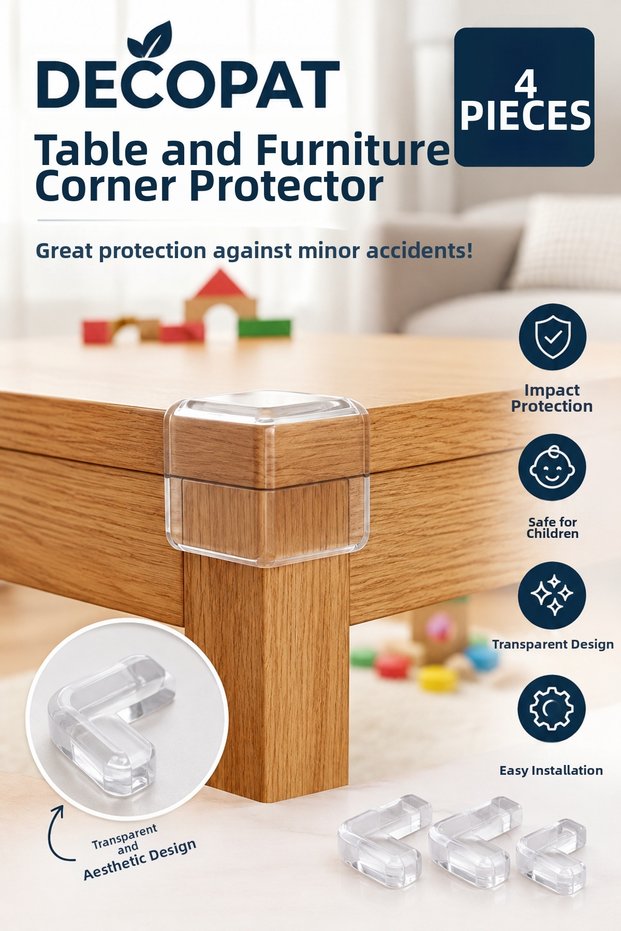 Transparent Table Corner Protector 4 Pieces Furniture Edge Protector Anti-Impact for Baby and Child Safety