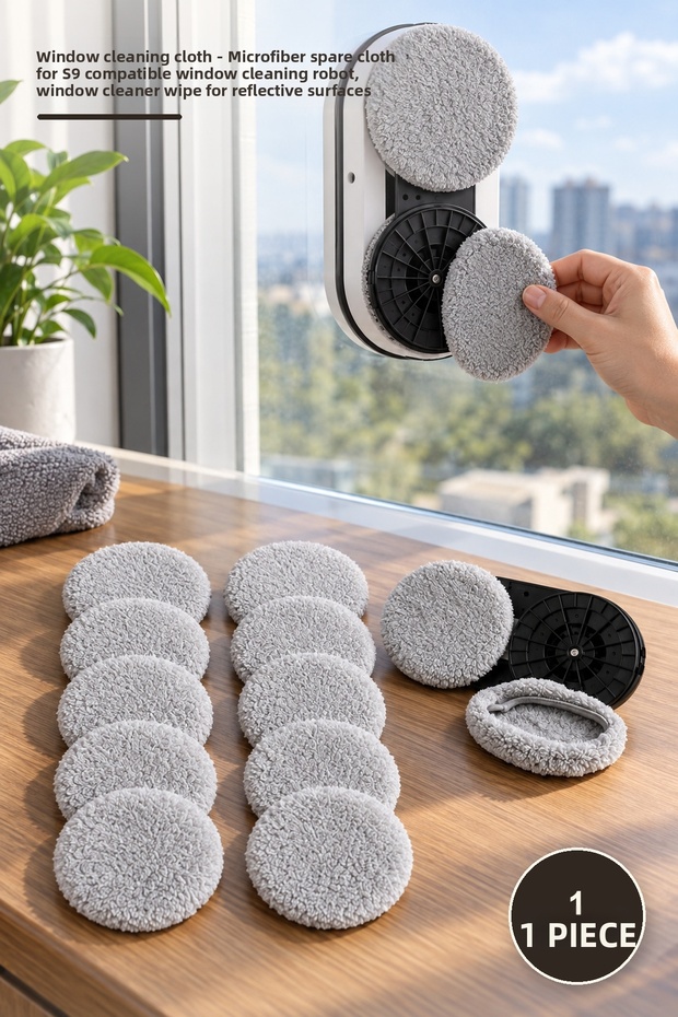1 Piece Glass Cleaning Cloth – Microfiber Replacement Cloth, for S9 Compatible Glass Wiping Robot, Window Cleaner Wipe for Window Mirrored Surfaces
