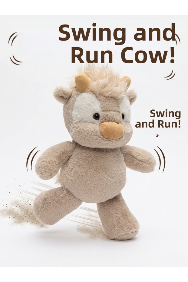 Plush cow running when shake hand cow toy