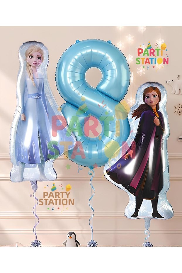 Frozen Concept Elsa&Anna 8 Years Old Balloon Set 3 Piece Large Size Frozen Balloon Set Frozen Theme Elsa Balloon Anna Balloon