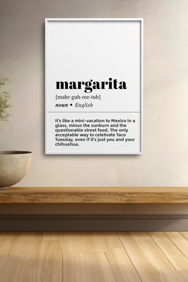 Margarita Cocktail Dictionary Definition Framed Artwork Cocktail Poster Bar Kitchen Decor Kok19