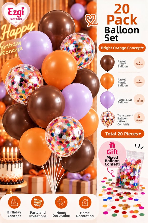 20-Piece Balloon Bundle Birthday Celebration Set Colorful Party Balloons and Decorations Balloon Set