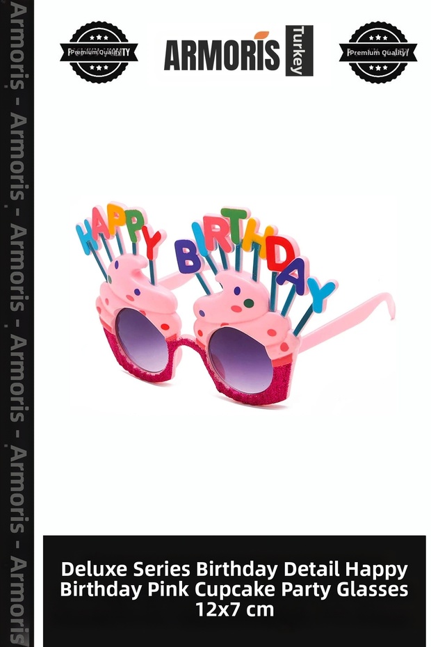 Delux Series Birthday Detail Happy Birthday Pink Cake Party Glasses 12X7 cm