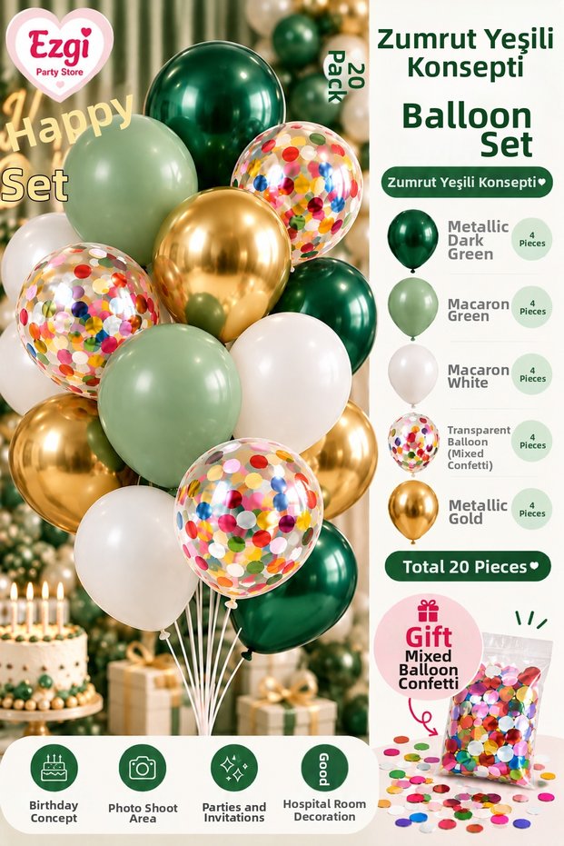 20-Piece Balloon Bundle Birthday Celebration Set Colorful Party Balloons and Decorations Balloon Set