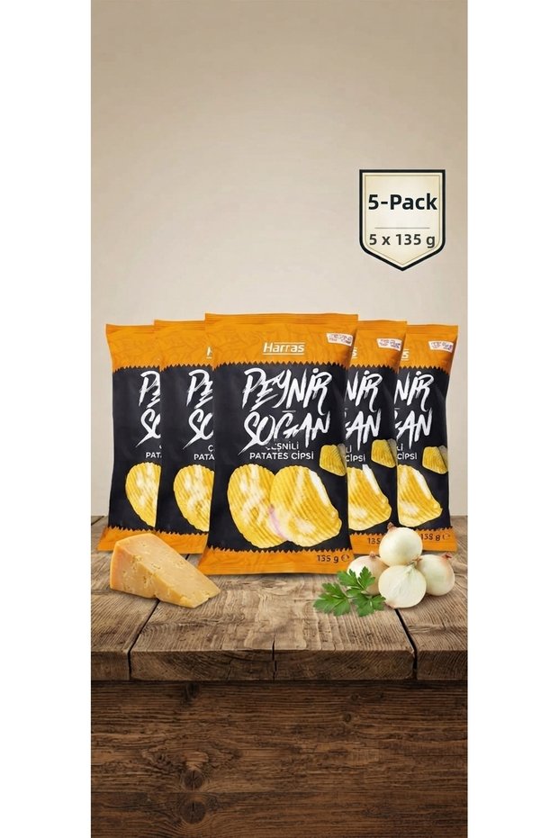 Potato Chips with Cheese and Onion Seasoning 5 Pack 5 X 135 g (Total 675 g) Crispy Delicious Taste