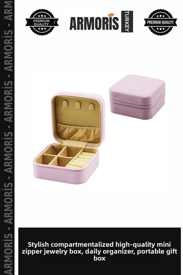 Stylish Compartmented Quality Mini Zippered Jewelry Box Bag Daily Organizer Portable Box Birthday