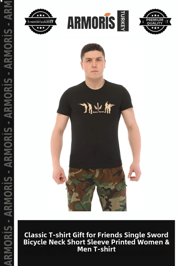 Classic T-Shirt Gift for a Friend Single Sword Crew Neck Short Sleeve Printed Women&Men T-Shirt