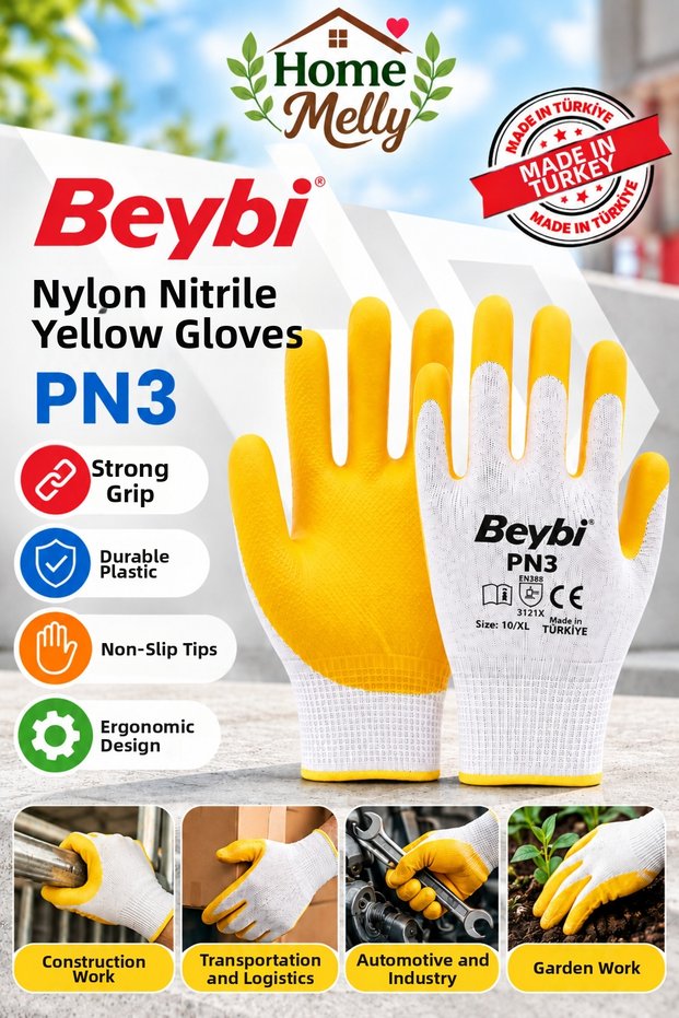 Pn3 Nitrile Gloves, Work Gloves, XL Worker Gloves