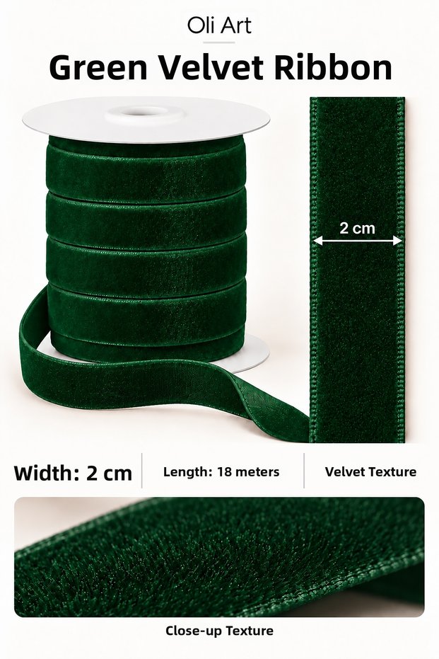 Velvet Ribbon 2cm 18Meters – Gift Wrapping, Bow Making, and Decorative Embellishment