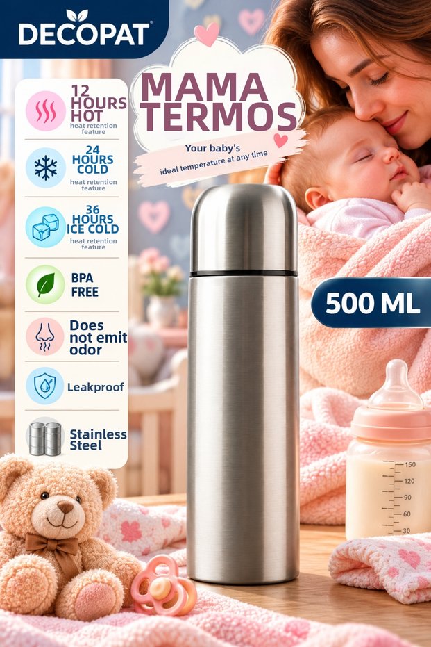 500 ml Food Thermos Stainless Steel Leak-Proof 12 Hours Hot, 24 Hours Cold, 36 Hours Ice-Cold Retention, Bpa Free
