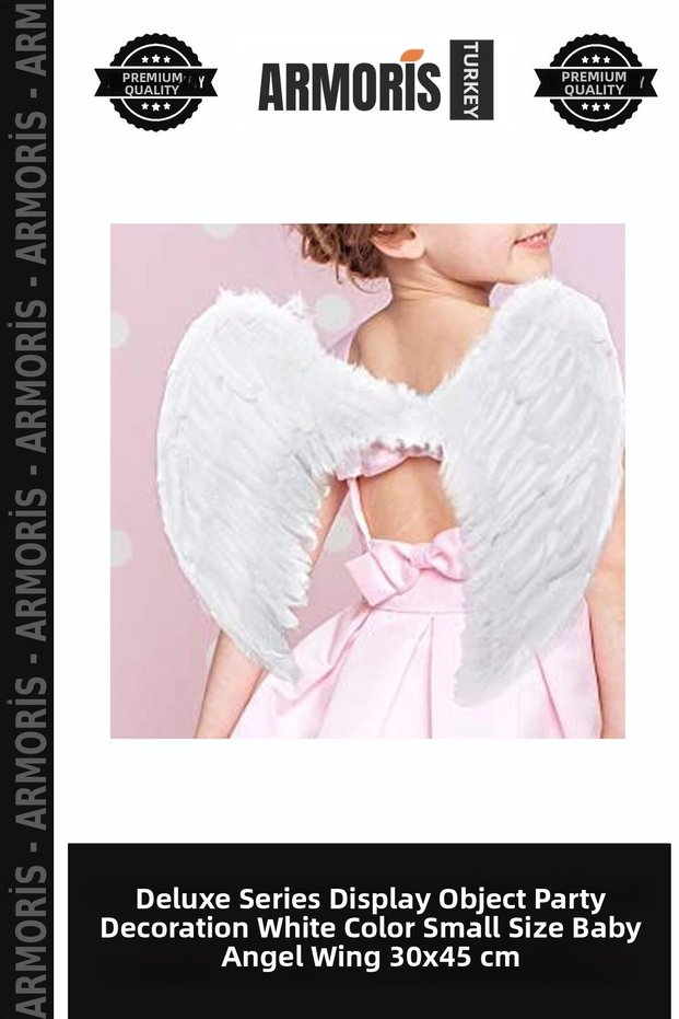 Delux Series Showpiece Party Decoration White Color Small Size Baby Angel Wing 30X45 cm