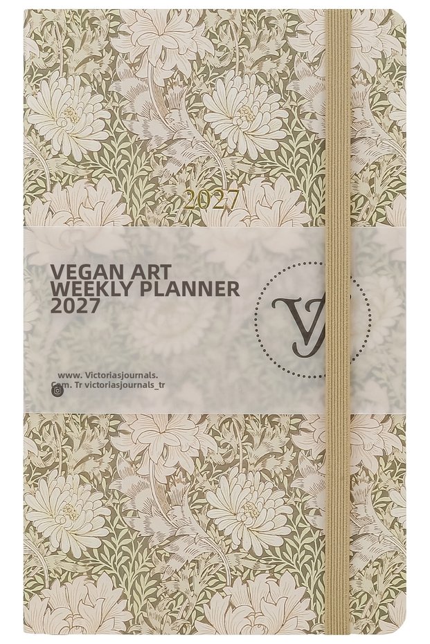 Vegan Art 2027 Weekly Agenda 13X21 Cm. Flexible Vegan Leather Cover.