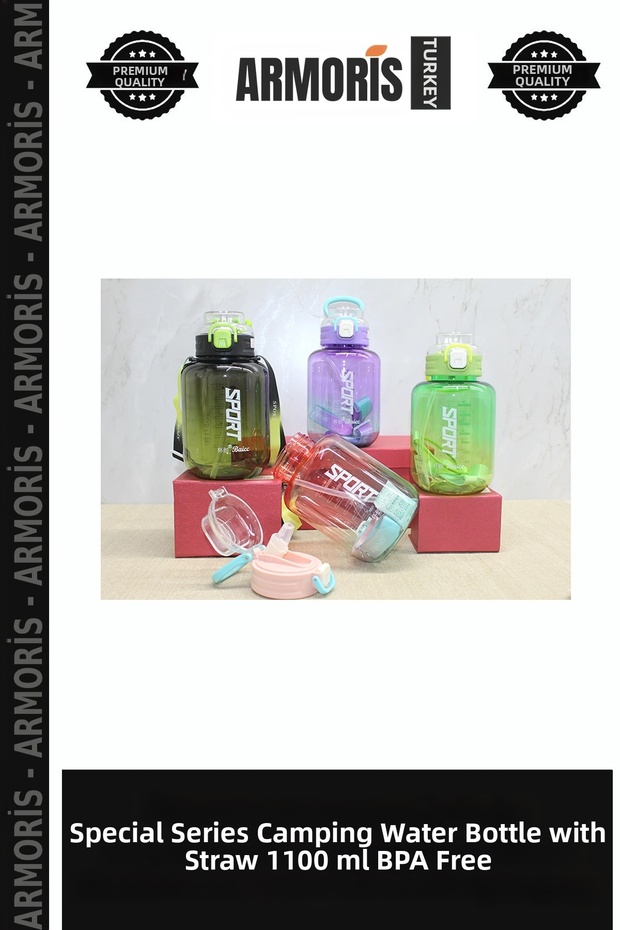 Special Series Camping Water Bottle Travel Water Bottle with Straw 1100 ml Bpa Free