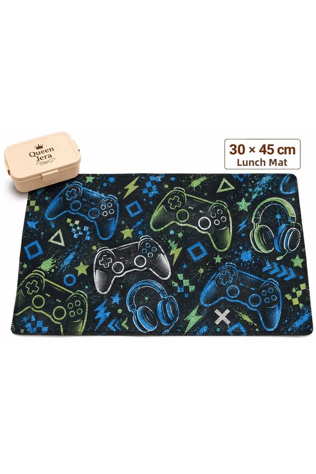 Gamer Themed Lunch Mat 30X45 cm - Gamer School Mat - Washable Fabric