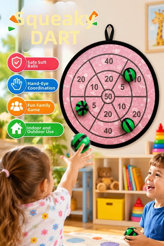 Velcro Dart Game for Kids – Fun and Skill-Enhancing Set with Soft Balls