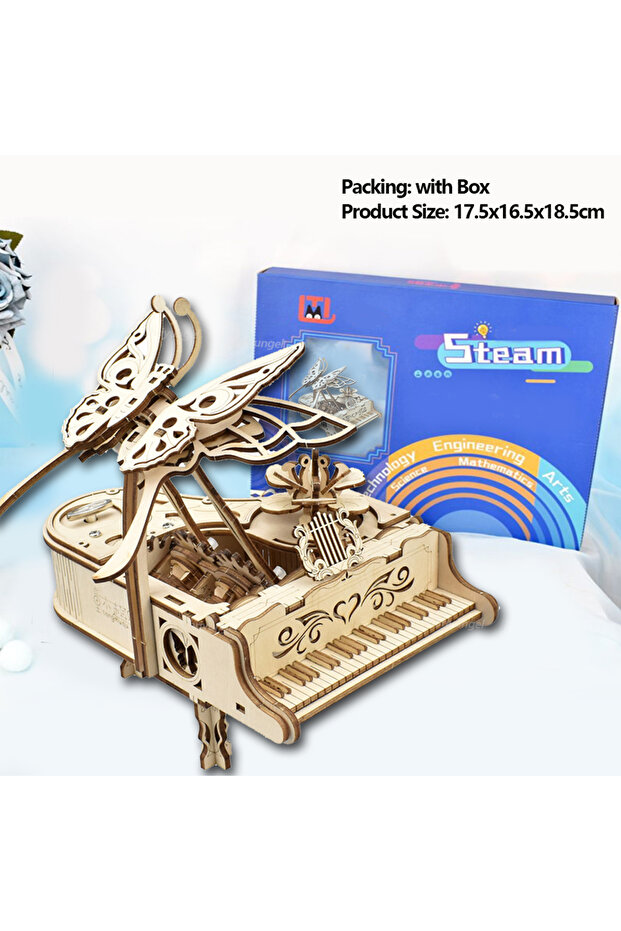 Piano Music Box 3D Wooden Puzzle Music Box Piano Model Kit DIY Assembly Musical Instrument Building