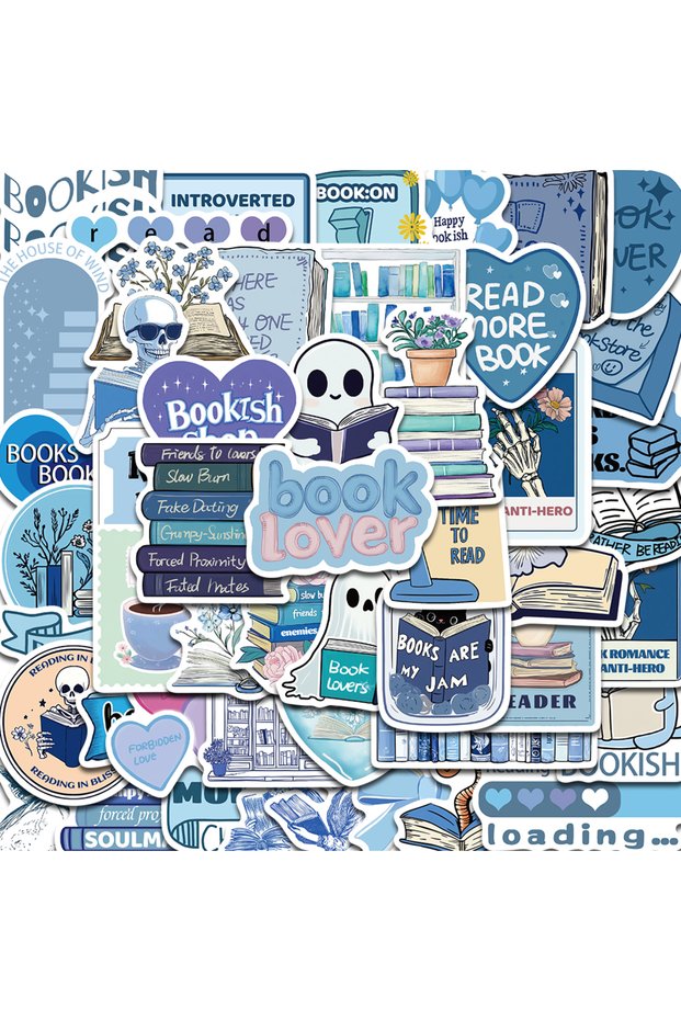 50PCS 50/100PCS Blue Bookish Sticker Computer Graffiti DIY Case Desktop Phone Creative Art Picture C
