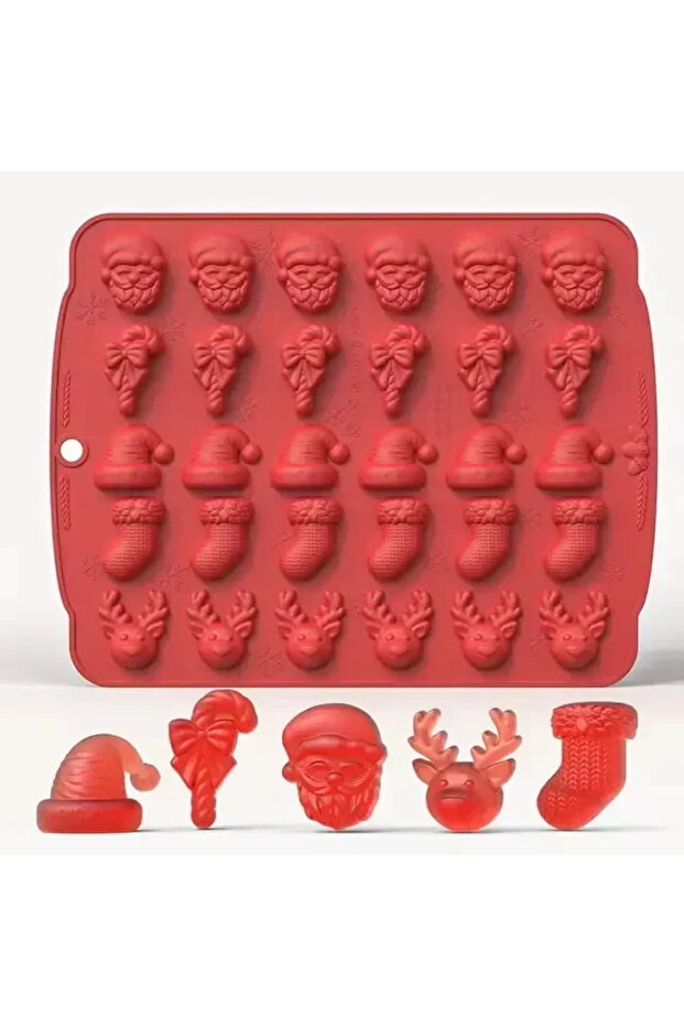 Style B Red Christmas Silicone Chocolate Mold Gingerbread Man Xmas Tree Snowman Gloves Gummy Candly