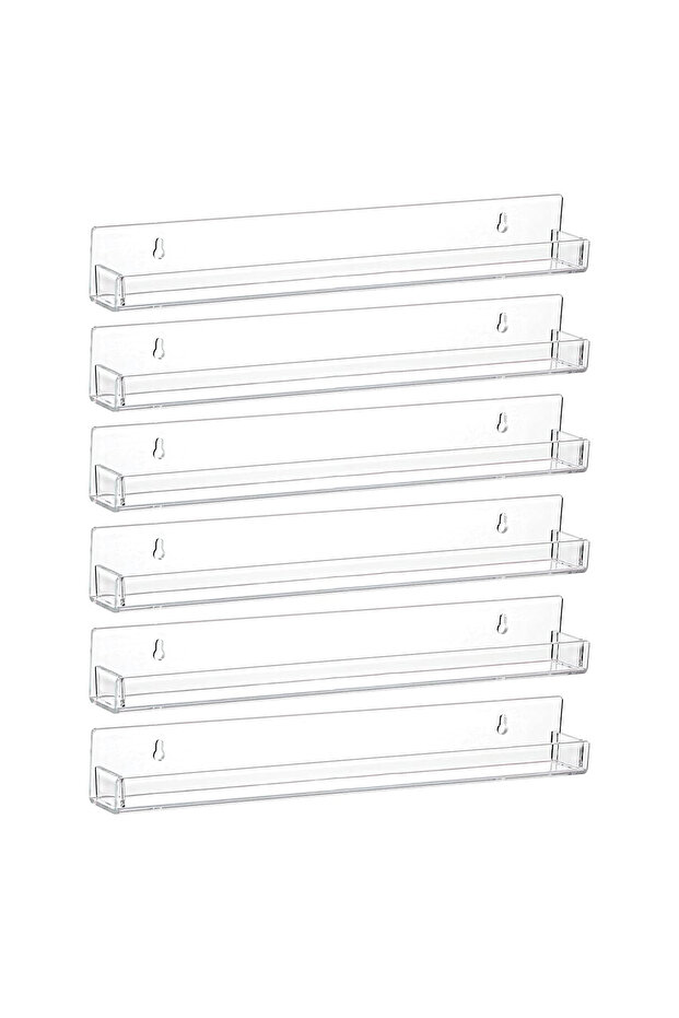 6pcs Nail Polish Wall Rack 15 Inch Clear Acrylic Nail Polish Organizer Purpose Acrylic Floating Shel