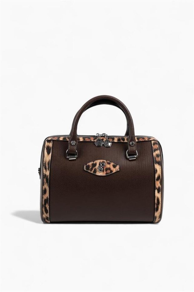 Coffee - Leopard Tan Plain Women's Handbag Sp1091