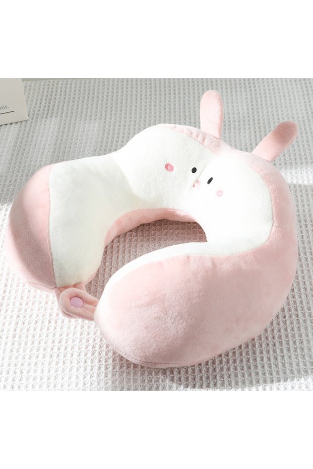rabbit New Hump Cartoon U-shaped Pillow Pp Cotton Crystal Velvet Embroidery U-shaped Pillow Car Neck